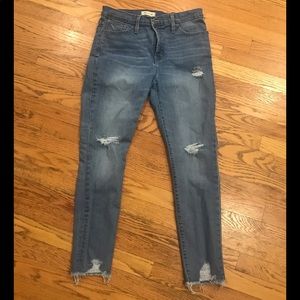 Size 30 Madewell denim jeans with rips in knees